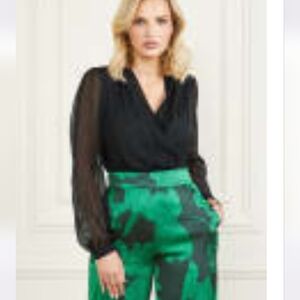 Black Long Sleeved Bodysuit from Marciano Size Medium Sheer Sleeves